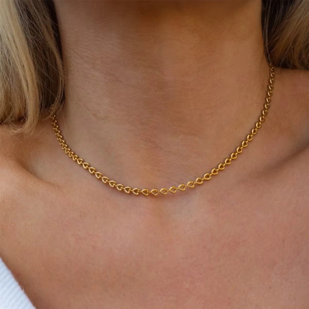 18K Gold Plated Heart Chain Necklace